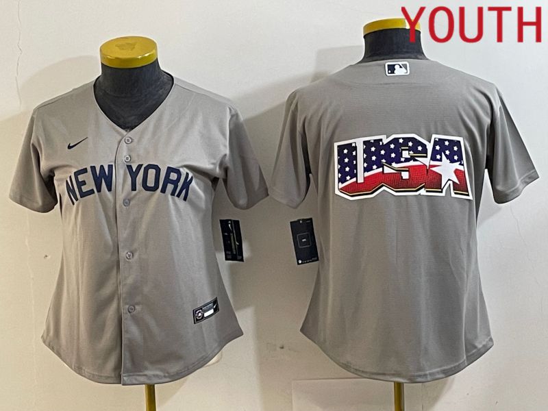 Youth New York Yankees Blank Grey Nike Game 2024 MLB Jersey style 1->youth mlb jersey->Youth Jersey